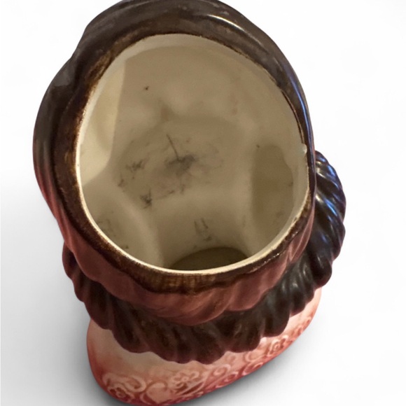 Lefton 624 Lady Head Planter Elegant Brunette Gloved Blonde Peach Collared Dress - Picture 3 of 5